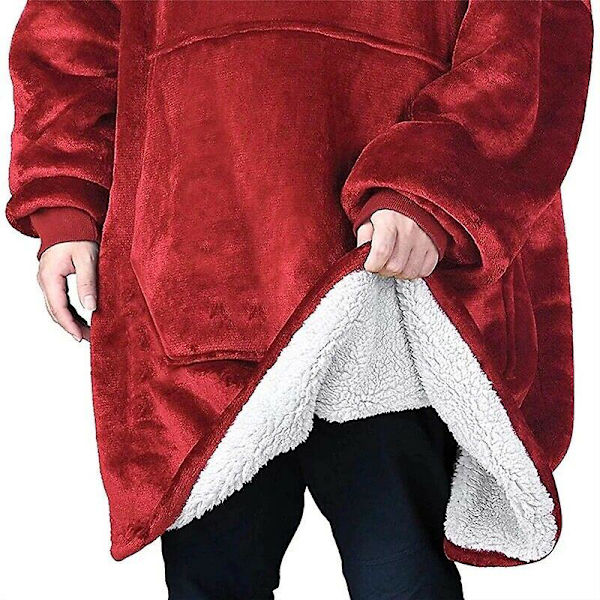 Oversized stor hættetrøje tæppe hættetrøje ultra plys Sherpa kæmpe tæppe sweatshirt Red