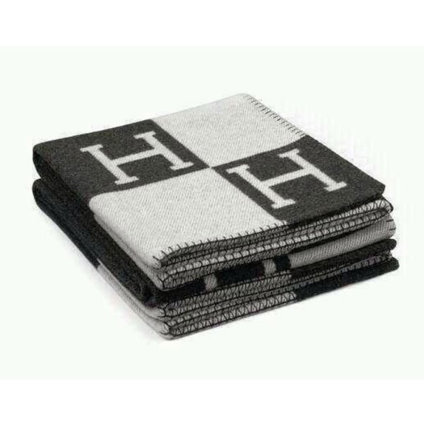 H-filt Puder Faux Wool Cashmere Pude Sofa Tæppe f Z Black white