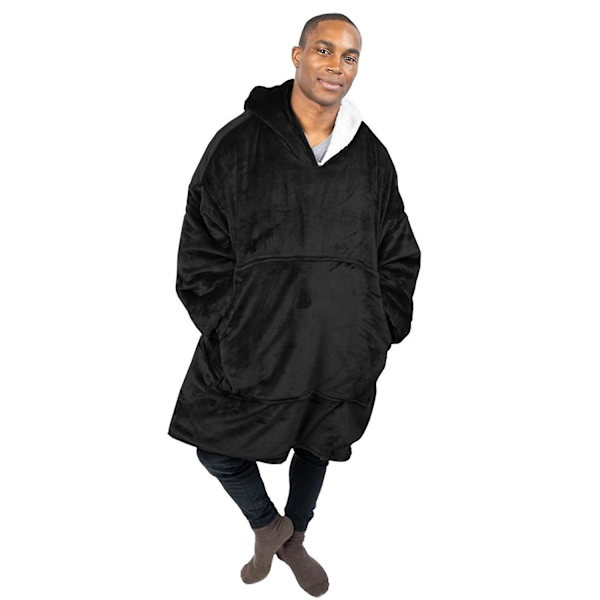 Oversized stor hættetrøje tæppe hættetrøje ultra plys Sherpa kæmpe tæppe sweatshirt Black