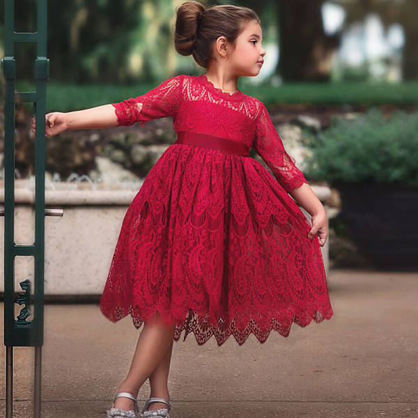 Speciel prinsessekjole _ fødselsdagsfest temperament pigekjole _ S W red 120cm