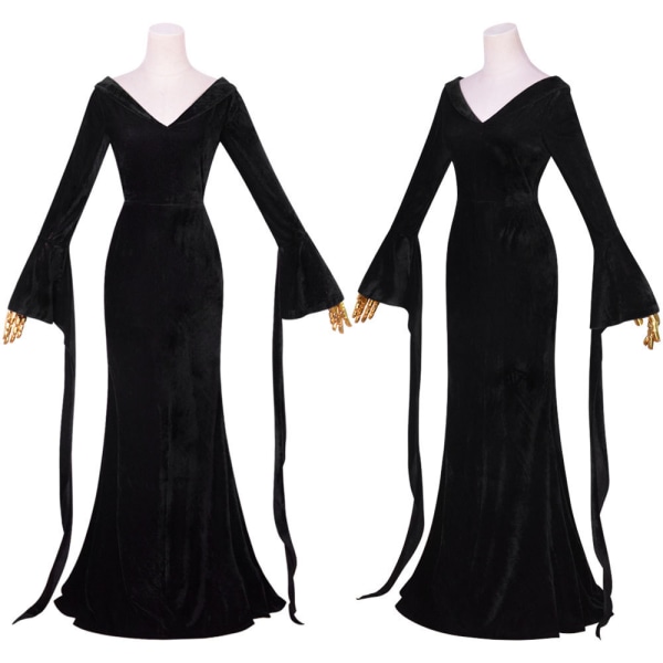 Morticia Kostume Kjole Til Kvinder Halloween Kostumer Cosplay I XL