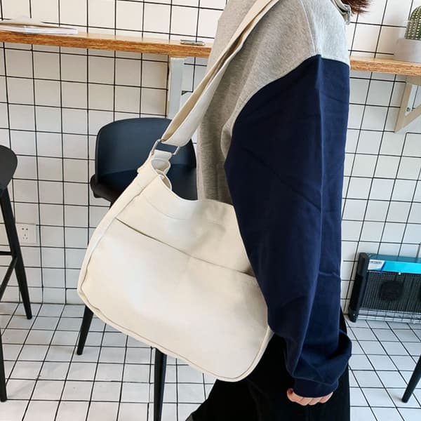 Axelveske Canvas Håndveske Hvit W white