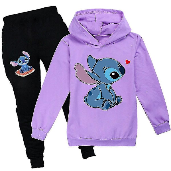Lilo & Stitch Treeniasu 2 osaa Huppari Housut Asusteet Urheiluvaatteet Lapsille Violetti V. Purple 140cm