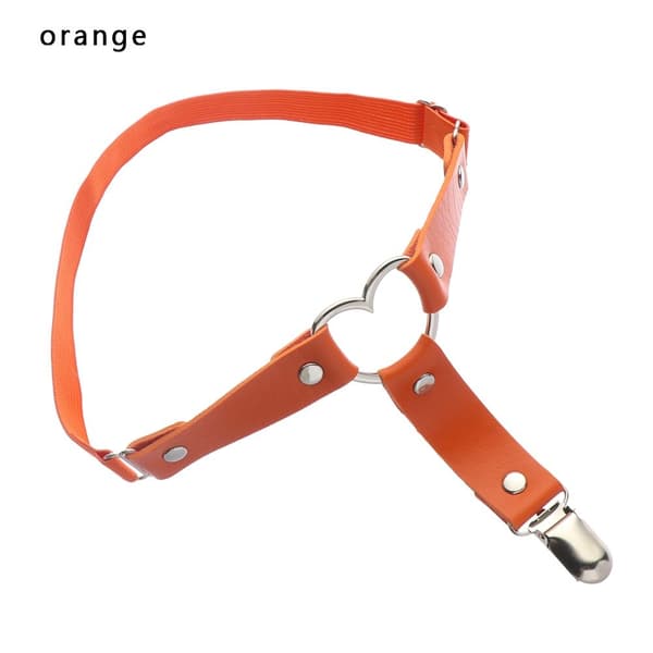 Heart Bone Strumpeband Pu Läder ORANGE - Perfekt I