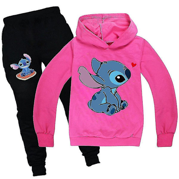 Lilo & Stitch Treeniasu 2 osaa Huppari Housut Asusteet Urheiluvaatteet Lapsille Rose V. Rose 140cm