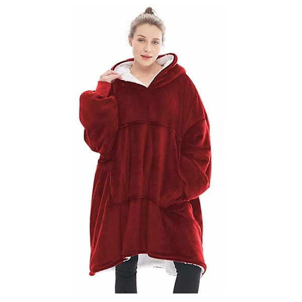 Ylisuuri hupparipeitto, ultrapehmeä Sherpa-jättipeitto, collegepaita Red