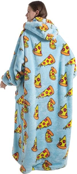 Ekstra Lang Oversized Teppegenser, Voksen Dame Snuggle Fleece Bærbart Teppe, Fluffy Kjempe Hettegenser for Tenåringer