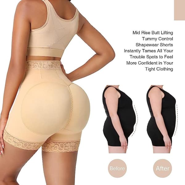 Kvinners shapewear hofteløft shapewear bukplastik I Black L