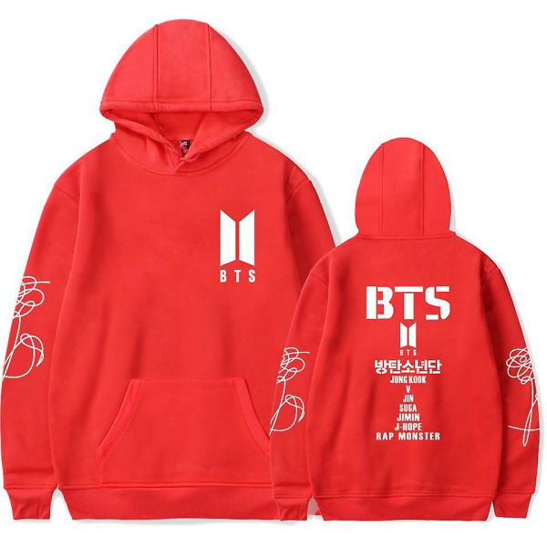 Kpop Bts Bangtan Boys Love Yourself Hættetrøje Hoodie Top Rød 1 Red M