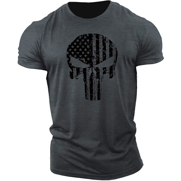 Ren bomull skalle för män Gym Training Top Kortärmad T-shirt Dark Gray S