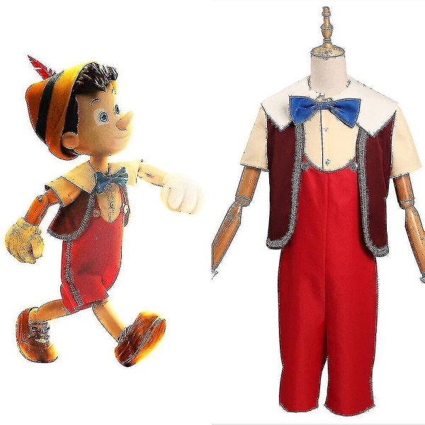 Barne Pinocchio 2023 Pinocchio Cosplay Antrekk Halloween Karnevaldrakt XS