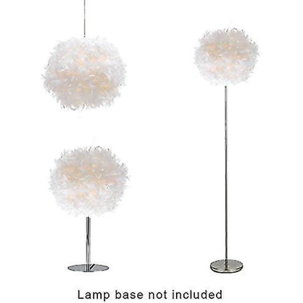 Fjäderlätt Skärm för Takhängande Ljus, Fluffig Skärm Lampskärm för Bord och Golv, Sovrum Diameter 30cm, Vit DB V