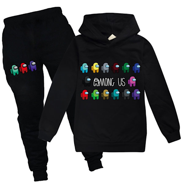 among us pullover Hoodie + Hose Trainingsanzug Sweatshirt Outfit black z black 140cm