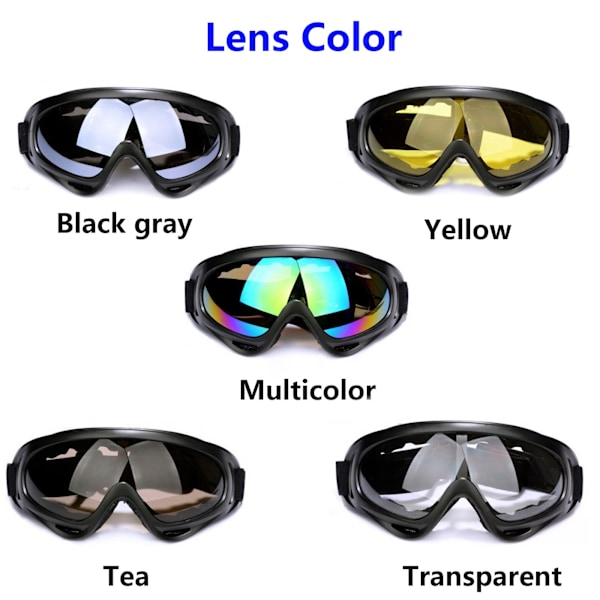 Lumilautailulasit Tuulenpitävät Lasit Pölynkestävät Pyöräilyaurinkolasit V Multicolor
