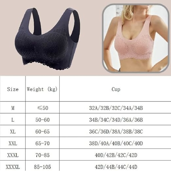 Air BH Naturgummi Underkläder Bralette Sömlös Sportväst i ett stycke Spets BH Lätt vacker rygg Apricot M