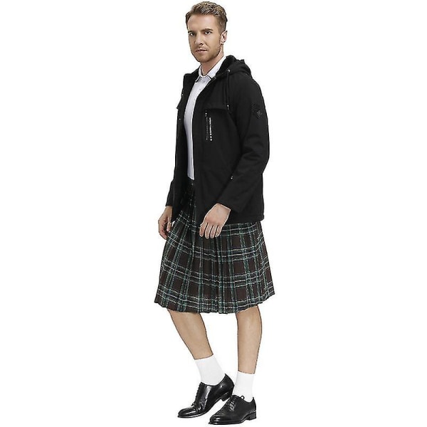 Irish Pläd Green Kilt - Scottish St Patrick's Green Plisserad kostym Tartan Kjol Kilts Kläder för män och kvinnor brown L