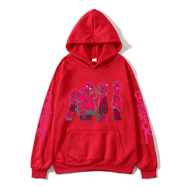 Gorillaz Album Print Luvtröja til mænd Musikband Sweatshirts Langærmede Cracker Island Tøj Unisex Streetwear Kpop Efterårstop L Z L red