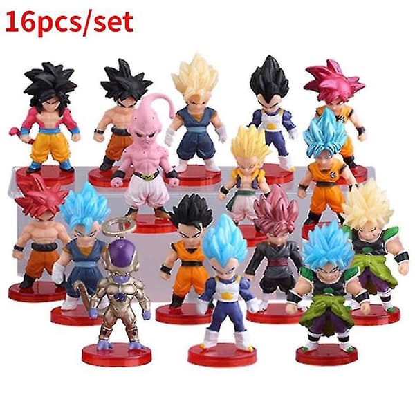 16-pack Dragon Ball Super Son Goku Vegeta Broly Buu Actionfigurer Leksaker 2st(16pcs) V 2st(16pcs) 16pcs
