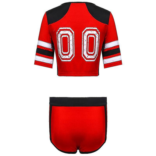 Cheerleading uniform för kvinnors sexig fotboll kortärmad skjorta set Scenuniform Cosplay del red