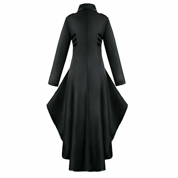 Retro Kvinde Gotisk Steampunk Knap Corsage Kostume Frakke Middelalderlig Jakke Black 4XL