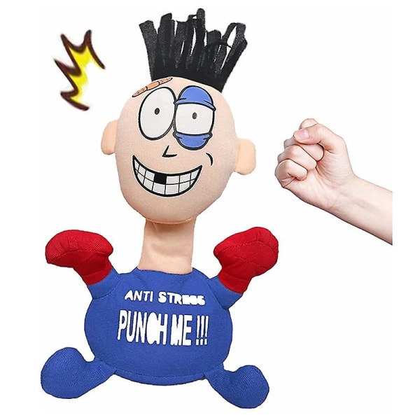 Punch Me Soft Stuffed Anti Stress Elektriske Plysjleker Dukke Elektriske Julegaver Blue