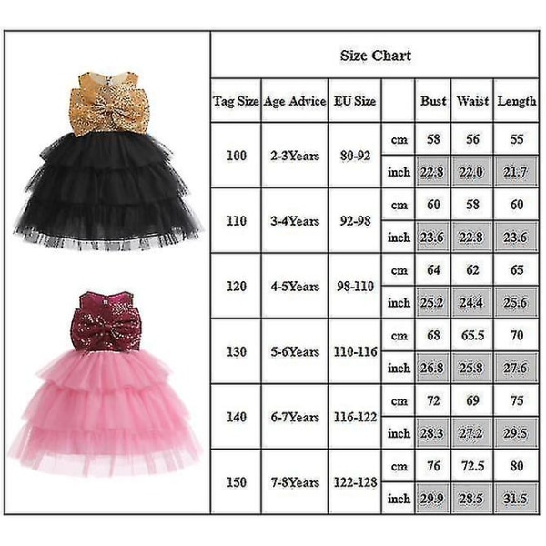 2-8 år jenter kjoler uten ermer med paljetter og sløyfe -c 7-8 Years