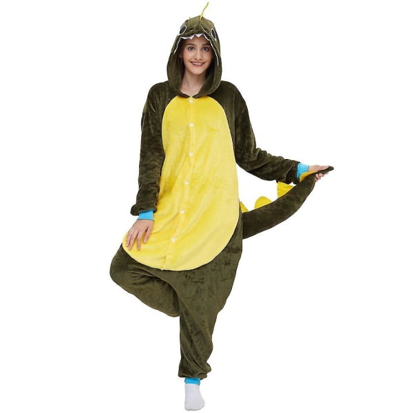 Jurassic Dinosaur -asu, kokovartaloinen pyjama aikuisille ja lapsille, Halloween, joulu, yhden kappaleen kigurumi M