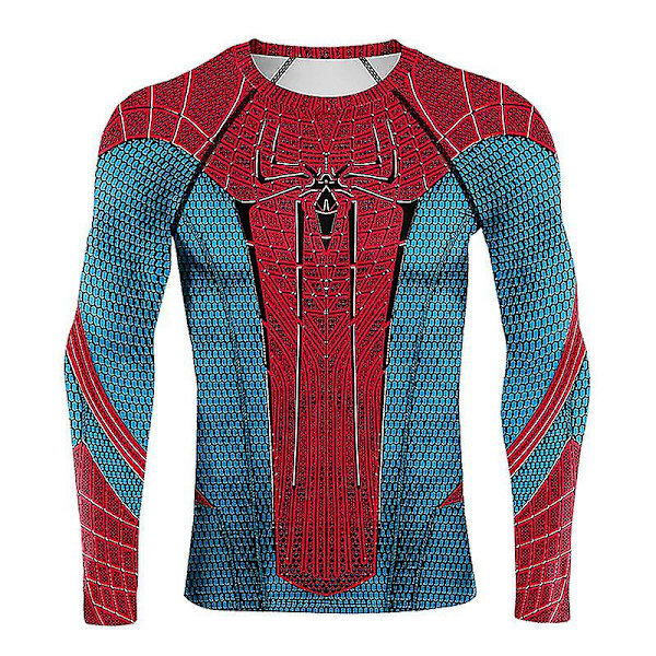 Spiderman-tiukka T-paita miesten urheilutreeniin pitkähihainen toppi D S