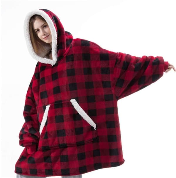 Filt Sweatshirt Oversized huppari Yl Red and black check