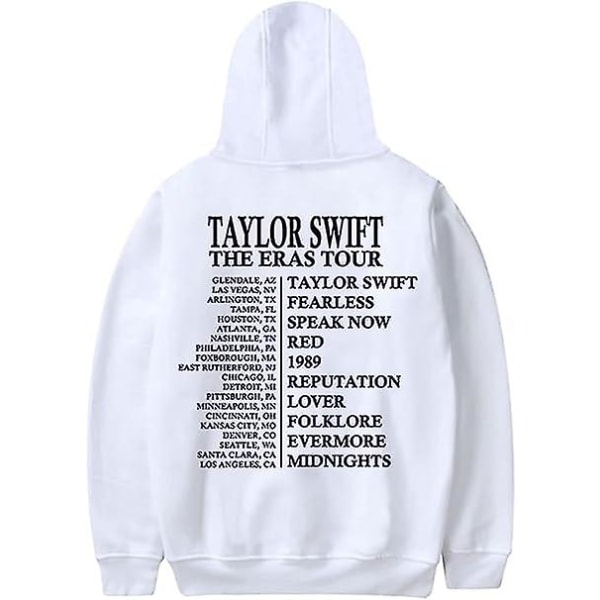 Pullover hoodies til Taylor The Eras Tour Swift sweatshirt med hætte Casual hættetrøje med lomme White L