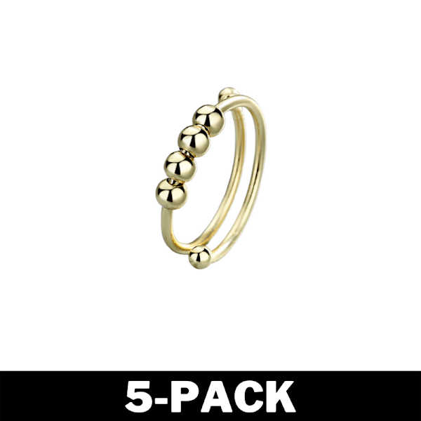 Spiralring - Antistressring med roterende perler Guld Z 5-Pack