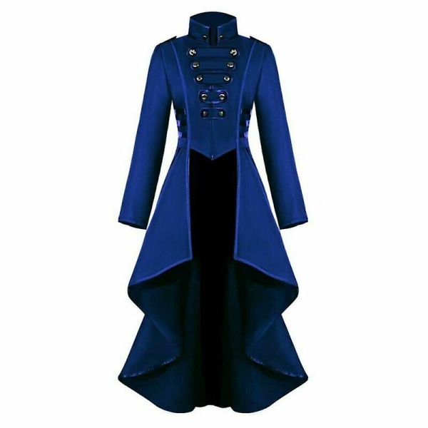 Retro naisten goottilainen steampunk-nappi korsetti puku takki keskiaikainen Jacke Blue 4XL