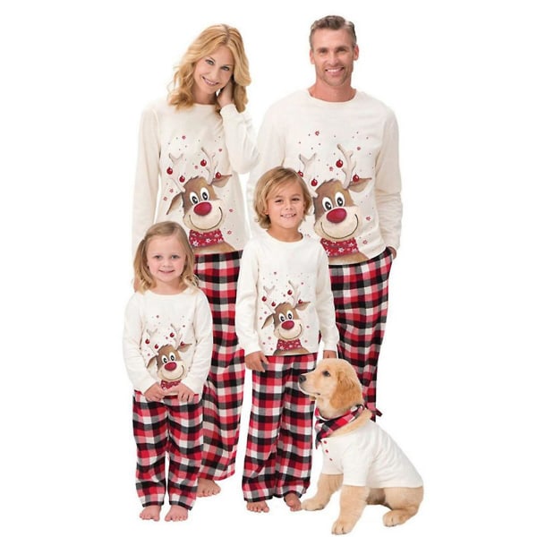 Jule-elg pyjamas forældre-barn sæt familie matchende natdragt jule casual pyjamas Mam 4XL
