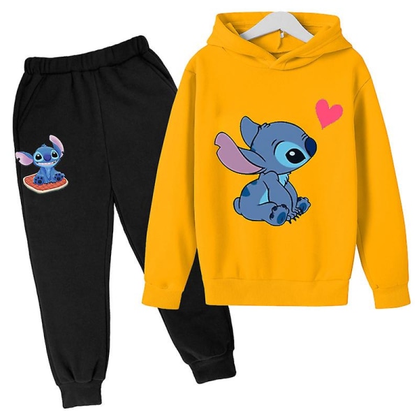 Lilo Stitch Treningsdress 2stk Hettegenser Hoodie Bukser Antrekk Sett Sportstøy For Barn Yellow 160cm