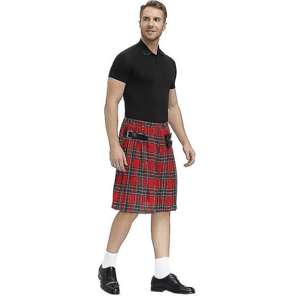 Irish Pläd Green Kilt - Scottish St Patrick's Green Plisserad kostym Tartan Kjol Kilts Kläder för män och kvinnor red XL