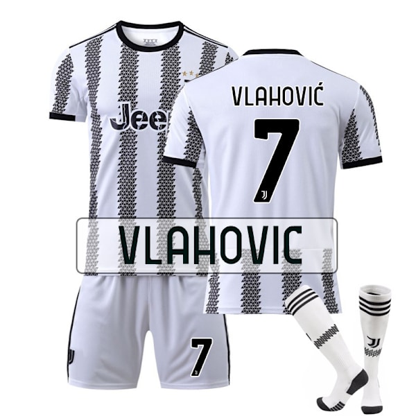 Ny säsong 22-23 Juventus Hemma Barn Vuxna Fotbollströja Kostym W VLAHOVIC 7 VLAHOVIC 7 22 (120-130cm)
