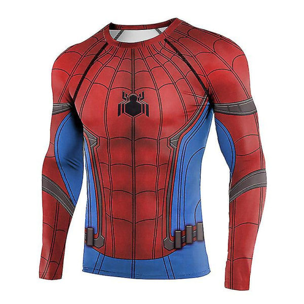 Spiderman Tight T-shirt för mäns atletisk träning Långärmad topp B XXL