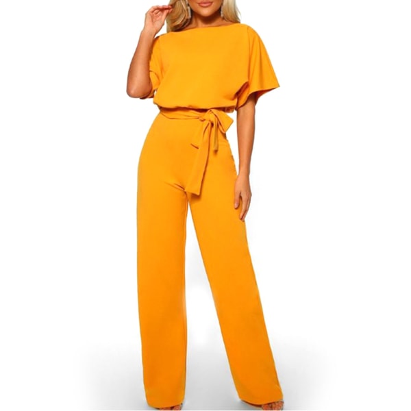 Dam Jumpsuit Romper Strandsemester Body Raka ben I Yellow XXL