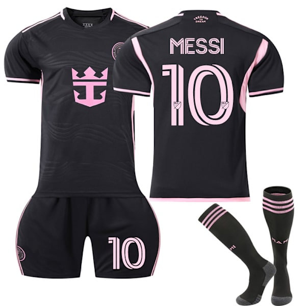 2024 Inter Miami CF Away Fotbollströja med strumpor för Kid nr 10 Messi Z Away adult L