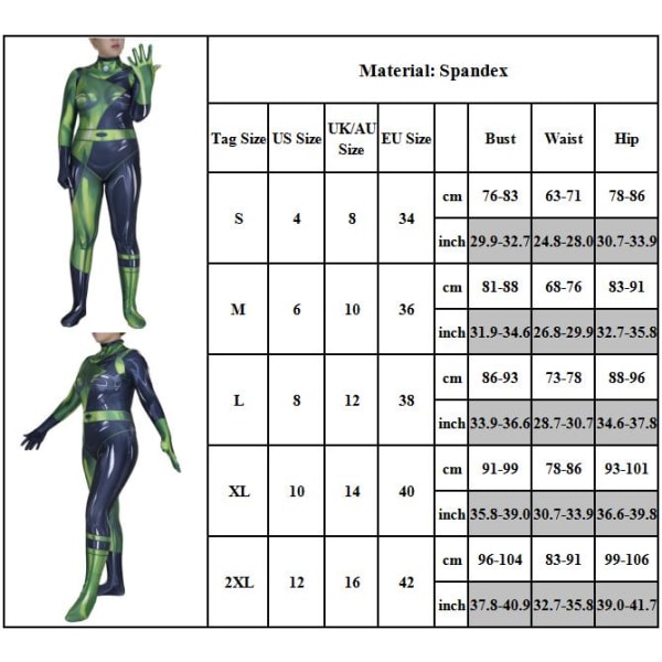 Cosplay Life Shego Kim Possible Skurk Cosplay Kostume Bodysuit Z XL