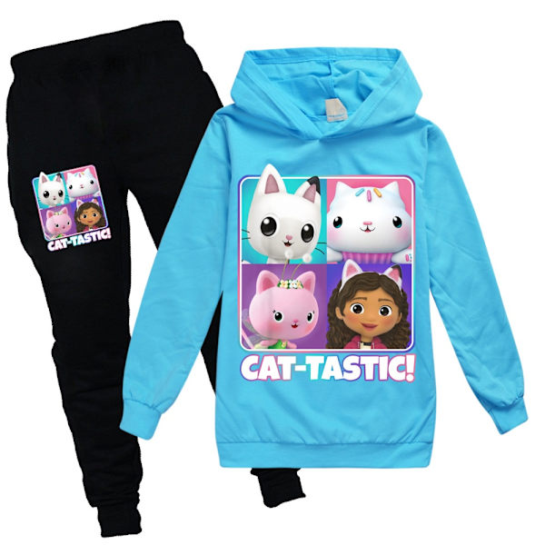 Pojkar Flickor Gabby's Doll House Hoodies Träningsoveraller Toppar+ Byxor Set - Perfet I Light blue 160cm