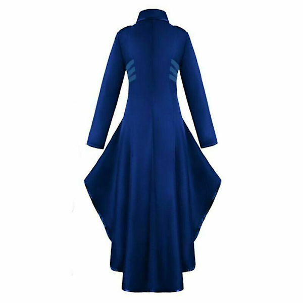 Retro Kvinde Gotisk Steampunk Knap Corsage Kostume Frakke Middelalderlig Jakke Blue L