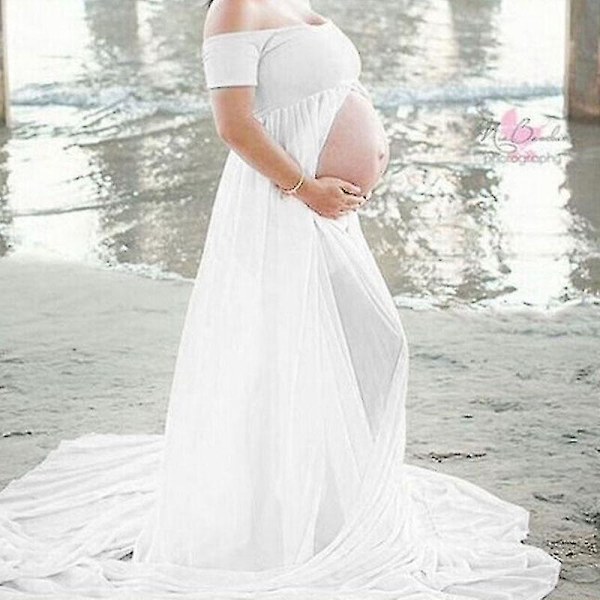 Fotografering Maxikjole Gravidkjoler til gravide kvinder I white2 v white2 m