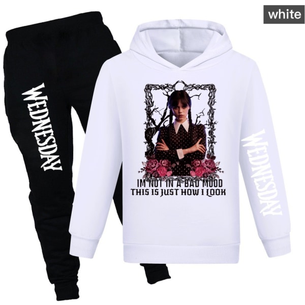 Mub- Wednesday Addams Hoodie Sweatshirt til børn white G white Z white 110cm