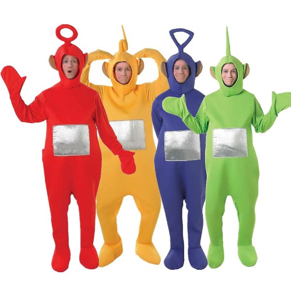 Vuxna Barn Teletubbies Kostymer Cosplay kostym Tinky Winky Dipsy Laa-laa Po Party Fancy Dress Jumpsuit Green M (165-175CM)