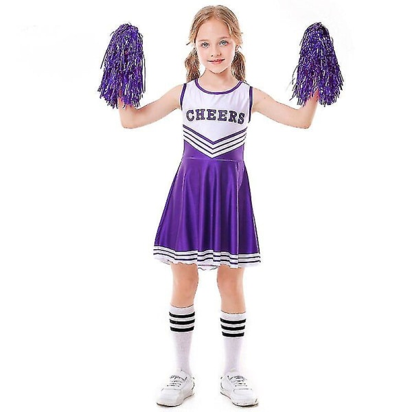 Barnens skolfest Cheerleader kostym Halloween-fest I Purple 120cm