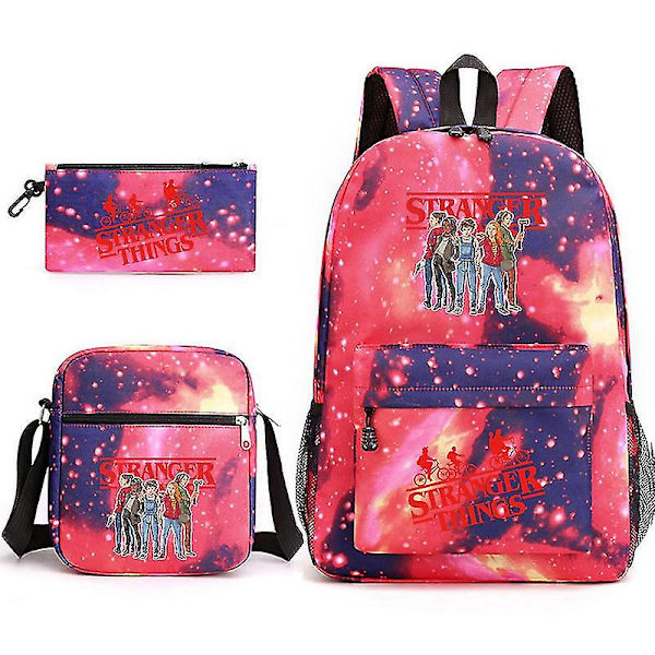 Barns Strange Story Stranger Things Skolväska Shoulder Pencil Bag One Shoulder Tredelad set star red