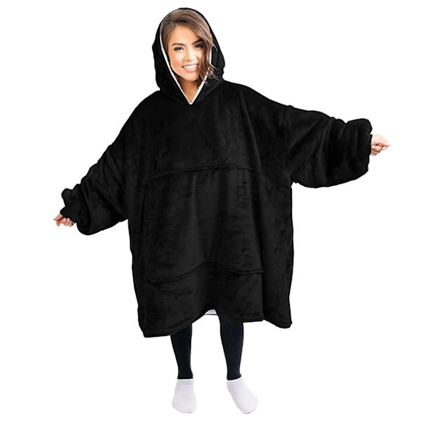 Ylisuuri hupparipeitto, ultrapehmeä Sherpa-jättipeitto, collegepaita Black