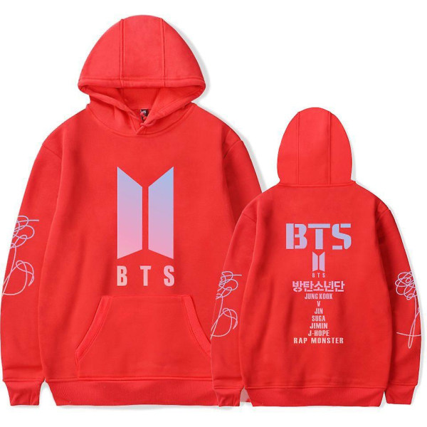 Kpop Bts Bangtan Boys Love Yourself Hættetrøje Hoodie Top Rød Red 4XL