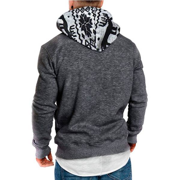 Herre jul Fawn hettegenser Casual Fashion Jakke Vinter Gray 4XL